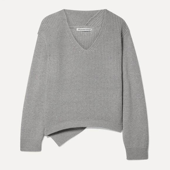 AlexanderWang.T Ribbed Cotton Blend Sweater gray S - Picture 1 of 7